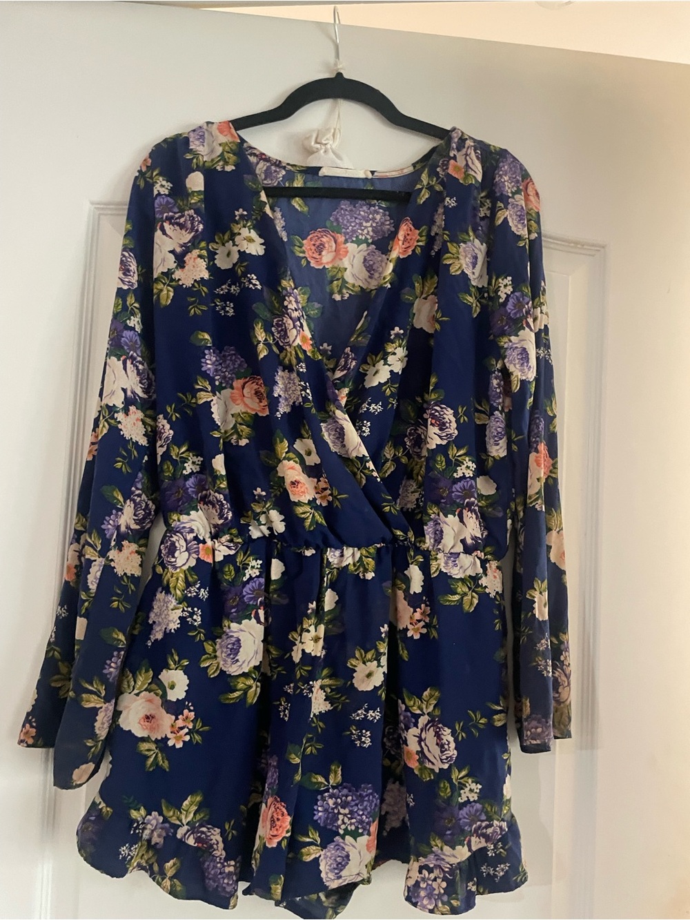 Navy Floral Wrap Romper